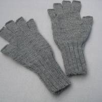 Fingerhandschuhe ohne Kuppen Marktfrauenhandschuhe Musikerhandschuhe Hellgrau  Größe S ➜ Bild 2