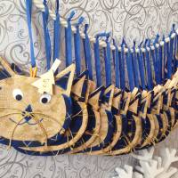 Adventskalender Katzenform blau gold Bild 1