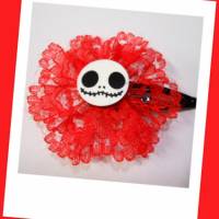 Skull  Blume Stoff rot Totenkopf ,Haarspange , cosplay, Bild 1