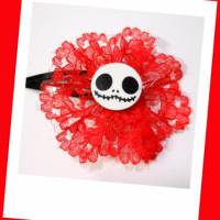 Skull  Blume Stoff rot Totenkopf ,Haarspange , cosplay, Bild 3