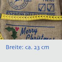 Jute-Nikolaus-Weihnachts-Geschenksack - mit Leinen gefüttert - North Pole Stickerei Bild 6