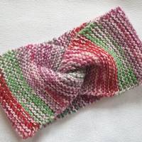 Twist-Stirnband, gestrickt rosa, rot, grün, color Bild 1