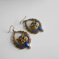 Eulen Eule bronze Ohrhänger mit blauen Steinen Bild 2