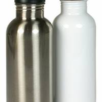 Edelstahl-Trinkflasche mit klappbarem Mundstück und integriertem Trinkhalm in 3 Ausführungen und 2 Farben Bild 1