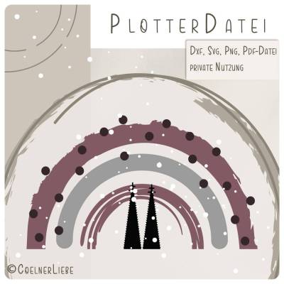 Plotterdatei Kölner Dom mit Regenbogen – Fröhliche Deko für kölsche Träumer