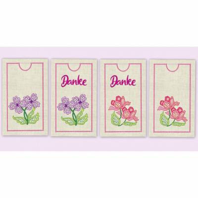 Stickdatei Schokihülle , Geburtstag Danke Blumen In the Hoop ITH Maschinenstickerei Set 633