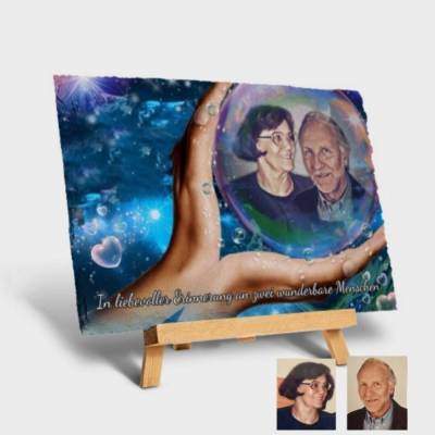 Personalisierter Grabschmuck von deinem Foto  auf Natur Schiefertafel 
