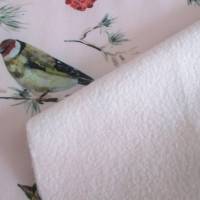 Softshell mit  Fleece-Abseite Vogelparty lachs  ( 1m/18,00€ )
