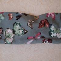 Haarband, Stirnband, Bandeau, Knotenband, Turban-Band, für Damen, mit Schmetterlingen auf grau Bild 3