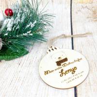 Weihnachtsbaumschmuck / Geschenke Aufhänger mit Dekoration Holz Tanne - Kugel (Kreis) Bild 5