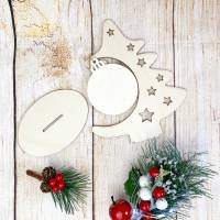 Weihnachtsbaumschmuck / Geschenke Aufhänger mit Dekoration Holz Tanne - Kugel (Kreis) Bild 7