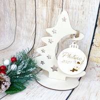 Weihnachtsbaumschmuck / Geschenke Aufhänger mit Dekoration Holz Tanne - Kugel (Kreis) Bild 8