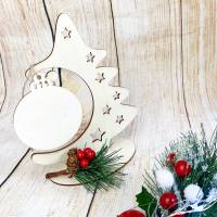 Weihnachtsbaumschmuck / Geschenke Aufhänger mit Dekoration Holz Tanne - Kugel (Kreis) Bild 9