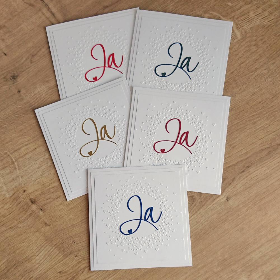 Hochzeitskarte, Glückwunschkarte zur Hochzeit "Ja" aus der Manufaktur Karla