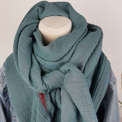 Musselintuch, Dreieckstuch, schöner Schal, Halstuch,  XXL, 2 farbig in Altrot sowie Alttürkis