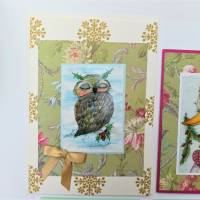 Weihnachtskarten Gans romantisch handmade mit Prints meiner handgemalten Aquarelle Set  Wehnachtsdeko Kartenset Bild 4