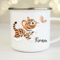Personalisierte Tasse mit Namen Mädchen Tiger Bild 1