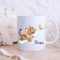 Personalisierte Tasse mit Namen Mädchen Tiger Bild 4