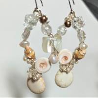 Ohrringe Perlen an Jaspis handgemacht in wirework silberfarben crazy Brautschmuck Strandhochzeit Bild 4