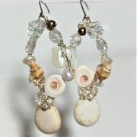 Ohrringe Perlen an Jaspis handgemacht in wirework silberfarben crazy Brautschmuck Strandhochzeit Bild 5