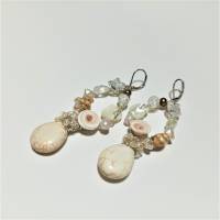 Ohrringe Perlen an Jaspis handgemacht in wirework silberfarben crazy Brautschmuck Strandhochzeit Bild 6