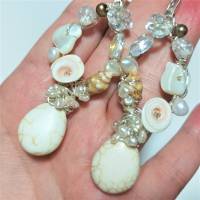 Ohrringe Perlen an Jaspis handgemacht in wirework silberfarben crazy Brautschmuck Strandhochzeit Bild 8