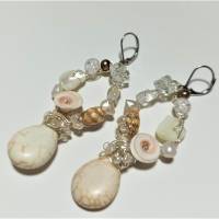 Ohrringe Perlen an Jaspis handgemacht in wirework silberfarben crazy Brautschmuck Strandhochzeit Bild 9
