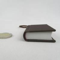 Mini-Notizbuch Minibuch Dekoration, dunkel-braun, handgefertigt, Geschenkanhänger Bild 3