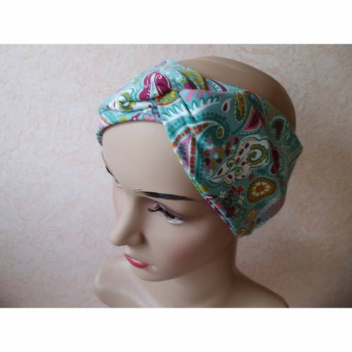 Haarband, Stirnband, Bandeau, Knotenband, Turban-Band, für Damen, Paisley Muster auf mintgrün