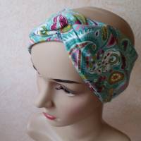 Haarband, Stirnband, Bandeau, Knotenband, Turban-Band, für Damen, Paisley Muster auf mintgrün Bild 1