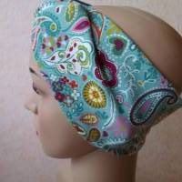 Haarband, Stirnband, Bandeau, Knotenband, Turban-Band, für Damen, Paisley Muster auf mintgrün Bild 6