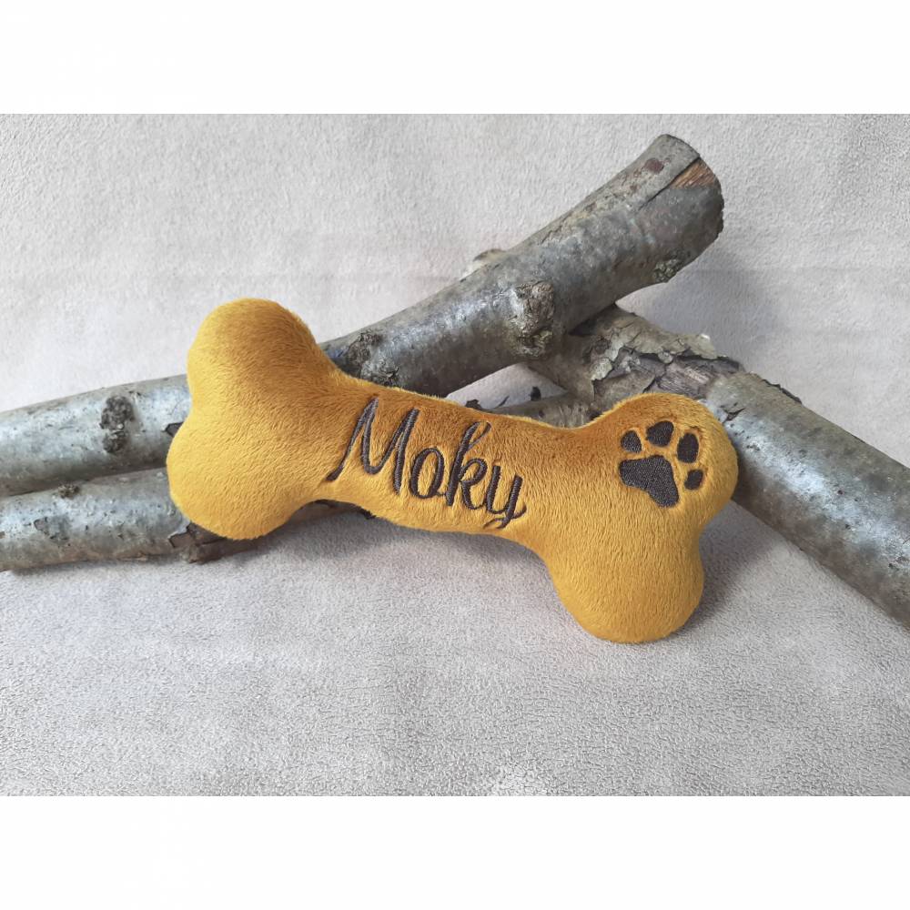 Hundespielzeug für Welpen, Spielknochen personalisiert aus Plüsch, Geschenk für Hundebesitzer, Welpenbedarf Bild 1
