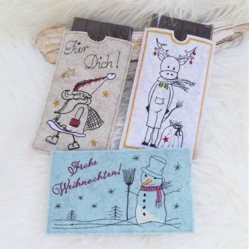 Stickdatei Weihnachten Schokohüllen SET Figuren