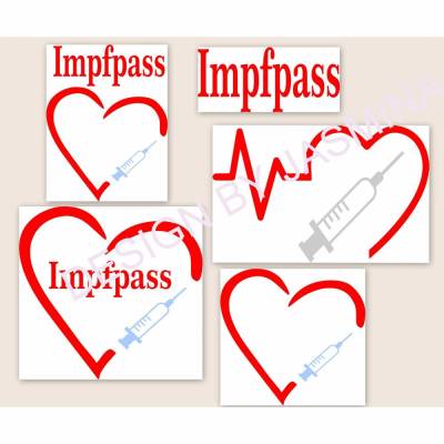 Plotterdatei  Impfpass Set 1, Pflaster, Spritze, Stethoskop, Herz, EKG / SVG