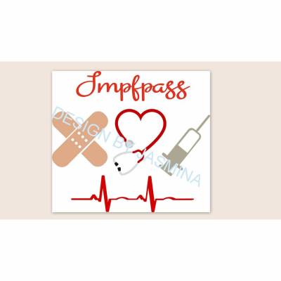 Plotterdatei  Impfpass Set 2, Pflaster, Spritze, Stethoskop, Herz, EKG / SVG
