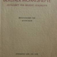 Berliner Monatshefte - Zeitschrift für Neuste Geschichte - Juni 1937 Bild 1