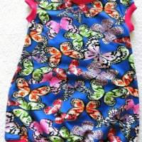Kleid  Ballonkleid  Mitwachskleid  Schmetterlinge   Blau - Pink Bild 1