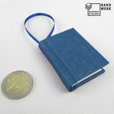 Minibuch Dekoration, polar-blau, Mini-Notizbuch, handgefertigt