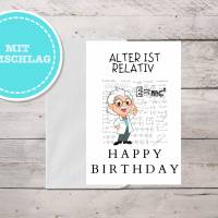 Einstein inspirierte Geburtstagskarte zum sofort Download als PFD mit Umschlag Bild 2