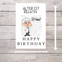 Einstein inspirierte Geburtstagskarte zum sofort Download als PFD mit Umschlag Bild 3