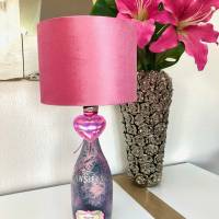 Sansibar Flaschenlampe mit rosa Samt-Lampenschirm Bild 1