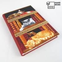 Notizbuch, Katzen Bücher, abendrot, A5, 150 Blatt, Hardcover, handgefertigt Bild 1