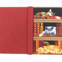 Notizbuch, Katzen Bücher, abendrot, A5, 150 Blatt, Hardcover, handgefertigt Bild 2