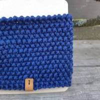 Stirnband gestrickt aus Wolle (Merino) mit Twist - marineblau - handgestrickt im Perlmuster Bild 3