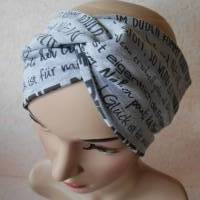 Haarband, Stirnband, Bandeau, Knotenband, Turban-Band,  für Damen, mit ausgefallenen Näh-Sprüchen Bild 1