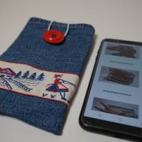 Smartphone-Handytasche, Brillenetui aus recycelter blauer Jeans Bild 1