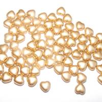 50 Glasperlen Herzen 6 x 5 mm gold oder silber matt Bild 1