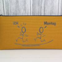 Mäppchen # Täschchen Etui Tasche Montag Senfgelb Plott Beplottet Witzig Spruch Stifte Geschenkidee Männer Bild 2