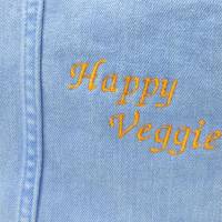 Messenger Bag 'HAPPY VEGGIE', Jeanstasche, Upcycling, Geschenk, Vegetarier, Unikat von hessmade Bild 5