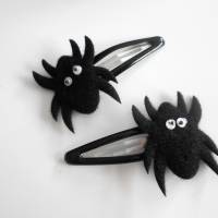Spinnen Spinne Haarclips , Haarspangen,  Paar, schwarz mit Wackelaugen Bild 1